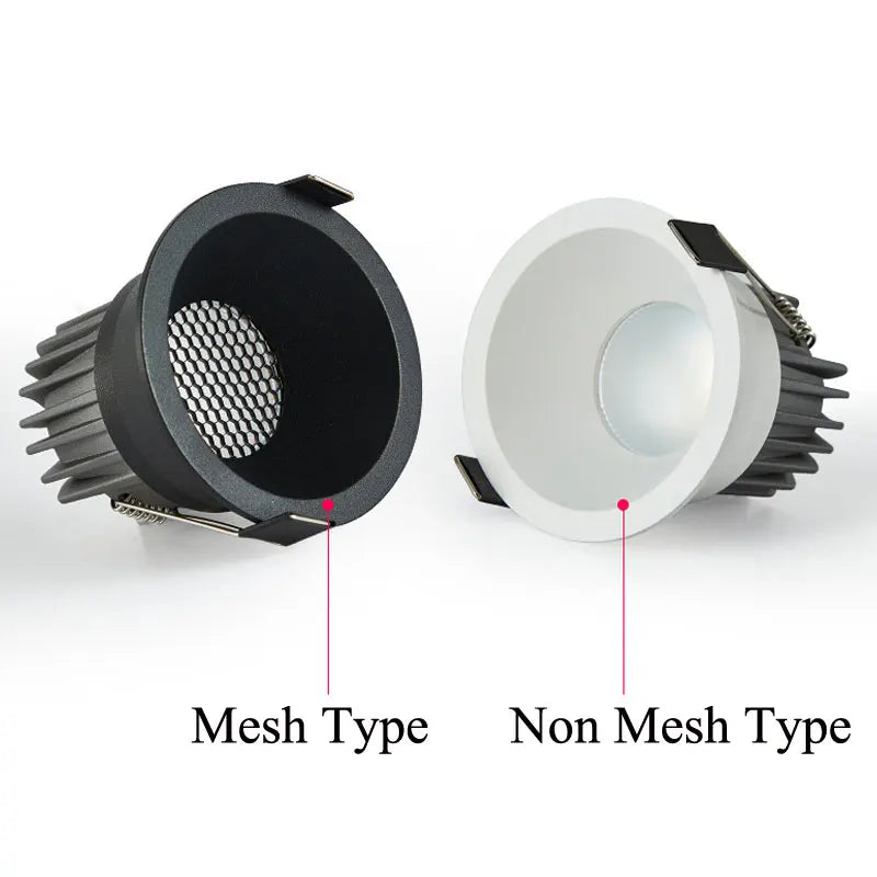 Recessed Black Aluminium Mesh COB Spotlight with Anti - glare Feature