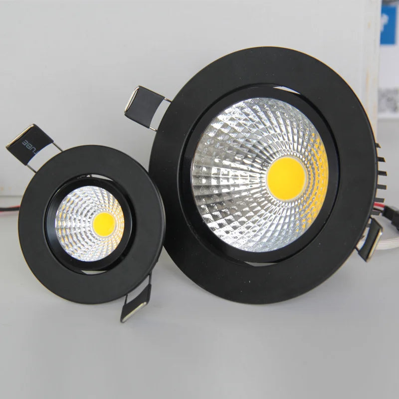 Guzhen Shop's Modern New IP44 - rated COB LED Spotlights. Available in 5W, 7W, 12W, with 65mm cut - out, black finish, warm light, and dimming function.