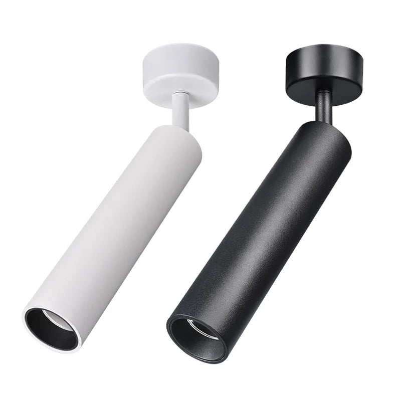 Black and White Aluminium Surface - Mounted Long - Tube COB LED Spotlight