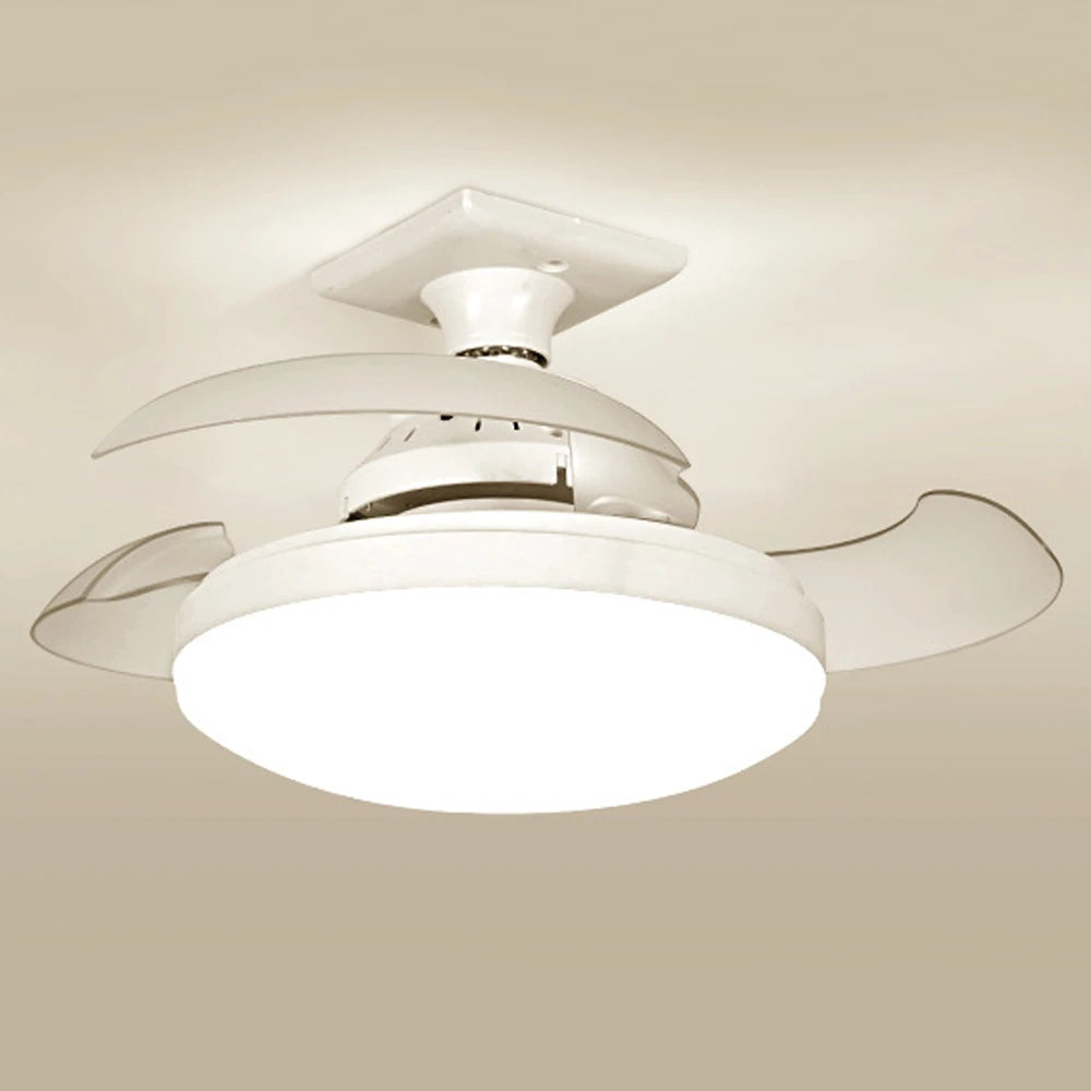 16 - Inch 3 - Blade Invisible Transparent Ceiling Fan with E26/E27 Socket. Features integrated light and remote control for easy operation.
