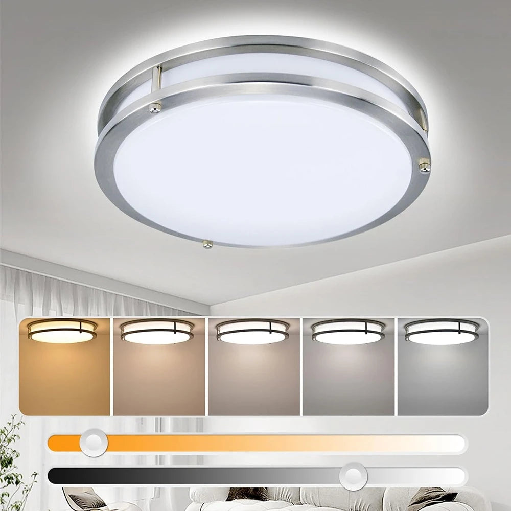2700 - 6000K 5CCT Dual Ring Circular LED Ceiling Light for Indoor Surface Mounting, Ideal for Living Rooms, Bedrooms and Villas