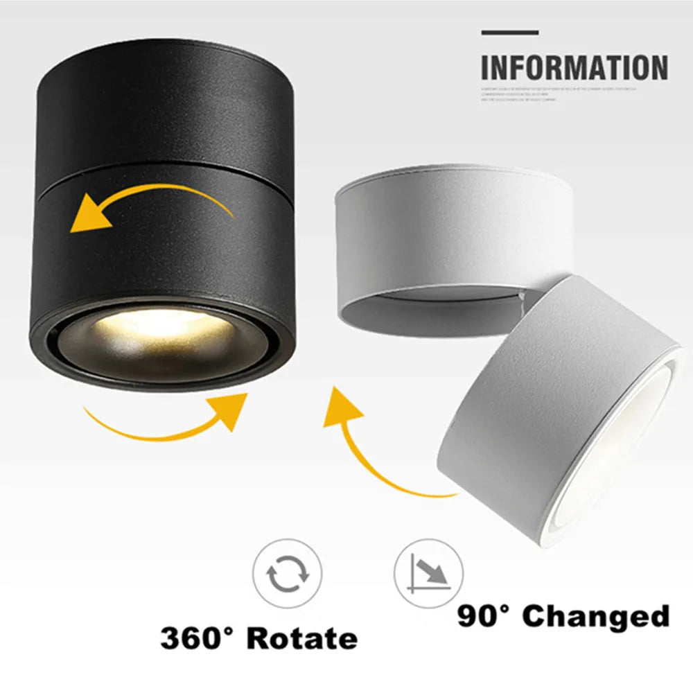 5W COB Dimmable Ceiling Spotlight in Black and White. Features 4000K color temperature and is suitable for guide rail track lighting.