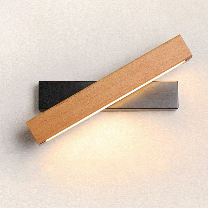 New Nordic - style Rotatable LED Wall Lamp. Crafted from solid wood, perfect for bedside, study, and reading. Adjustable lighting for home decor.