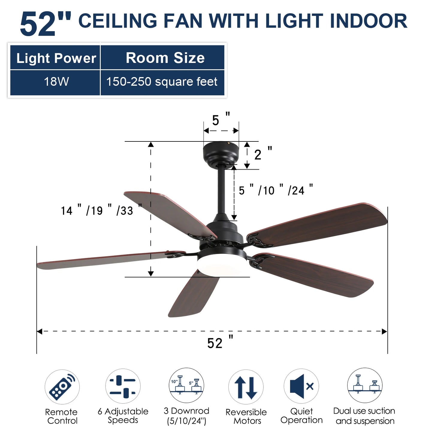 2025 Modern Smart Ceiling Fan: 52 - Inch Large Industrial - Style Ventilation Fan with Fancy Lights