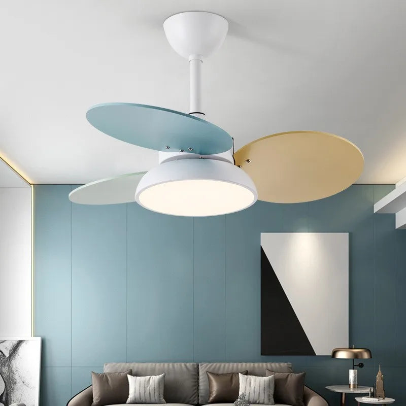 30 - Inch Energy - Efficient LED Ceiling Fan with Light for Kids' Bedrooms. Features charming colorful blades, is remotely controllable, and adds a cute touch to your child's space.