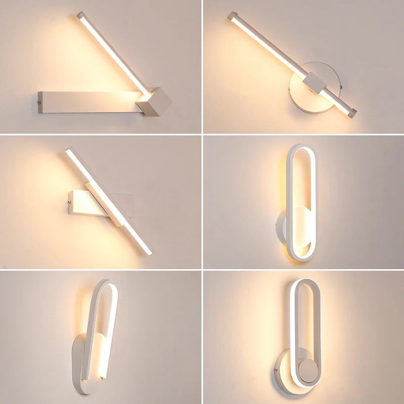 AC90 - 260V Bedroom Bedside Wall Light. Made of aluminum, this simple light fixture features a 330° rotatable adjustable light angle for versatile illumination.