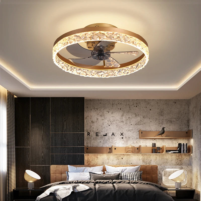 Modern, High - Quality European - Style Round Ceiling Fan with Integrated Lighting