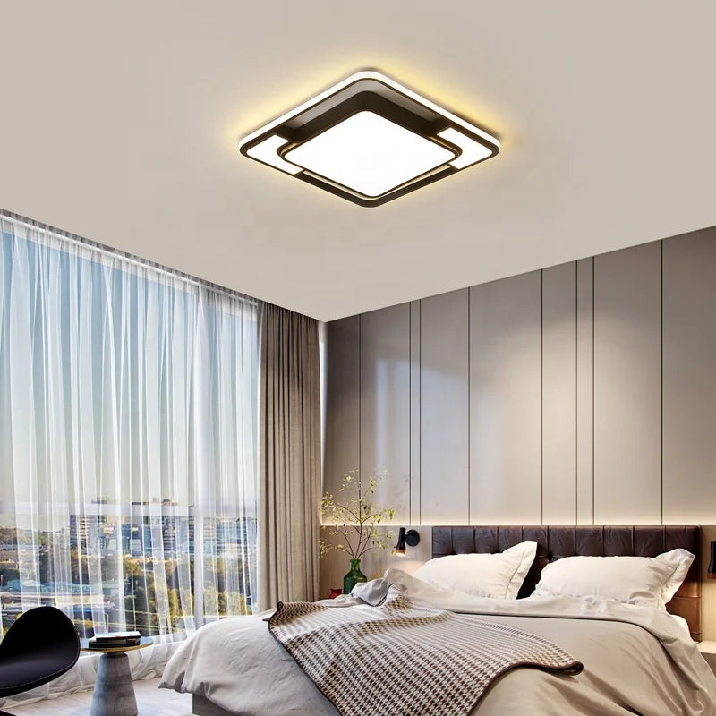 Modern square acrylic LED ceiling lights, designed as a chandelier - style decoration for your living room. They are perfect for adding a contemporary touch to your home, combining functionality with stylish design.