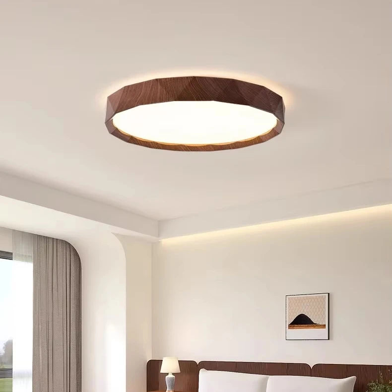Latest Generation Full - Spectrum Super - Bright LED Ceiling Light with Eye - Protection Function. Ideal as a Study Light. Features a Retro Walnut Design, Perfect for Bedroom Ceiling Installations