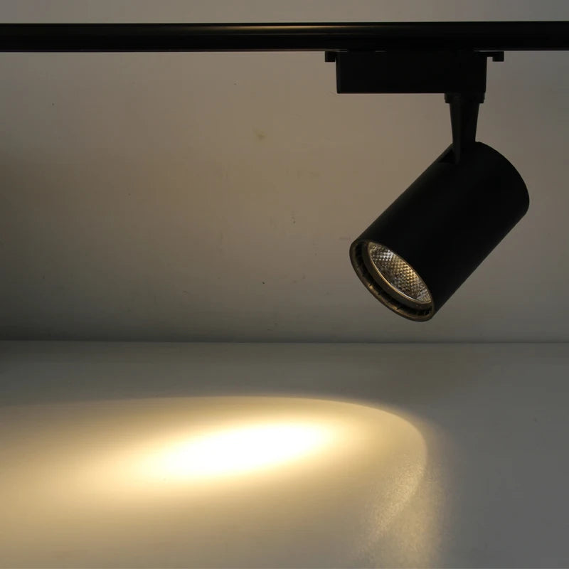 Dimmable Mini Rail LED Track Lights with 3 - 4 Phase Wire. Adjustable COB Spot, available in 7W, 10W, 12W, 15W, 20W, 30W, 35W, 40W.