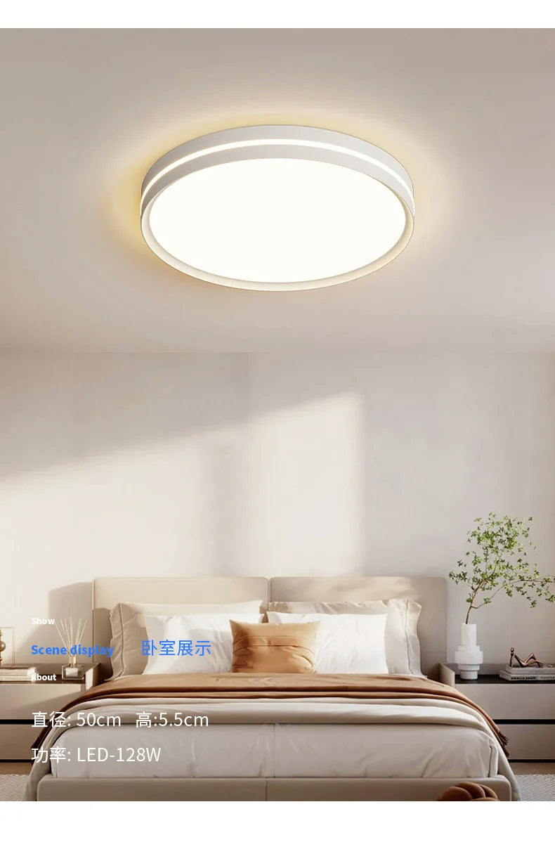 Cream - Hued Scenery - Inspired Spectrum Eye - Protection LED Ceiling Light. With a Modern and Simple Design, It's Perfect for Both Bedroom and Living Room Ceiling Installations