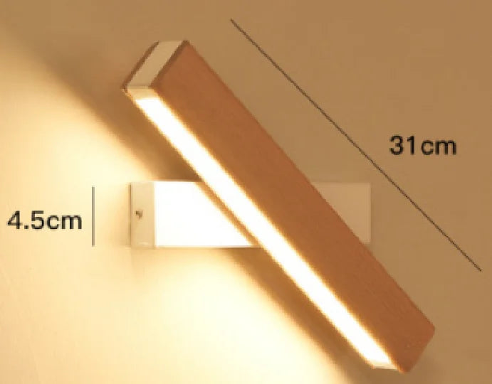 New Nordic - style Rotatable LED Wall Lamp. Crafted from solid wood, perfect for bedside, study, and reading. Adjustable lighting for home decor.