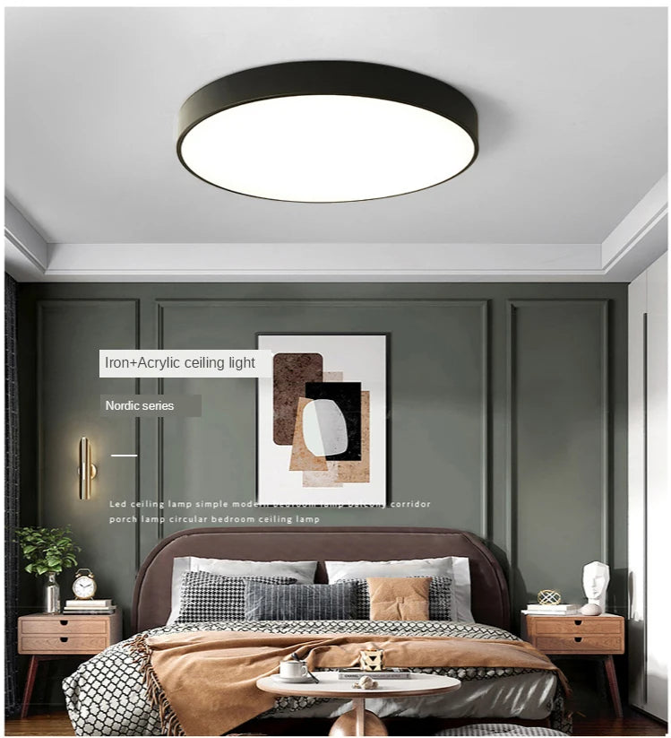 Nordic - style LED Ceiling Light. With a wooden - inspired macaroon - circular design, it's a modern and simple addition for home decor. Perfect for bedrooms, balconies, and study areas.
