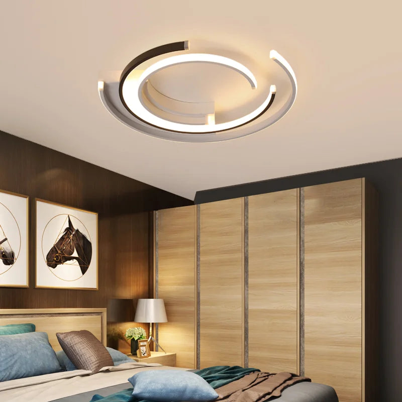 odern Ceiling Chandelier for Living Rooms and Bedrooms. Features a round aluminum design with LED lighting, perfect as a lustrous ceiling lamp.