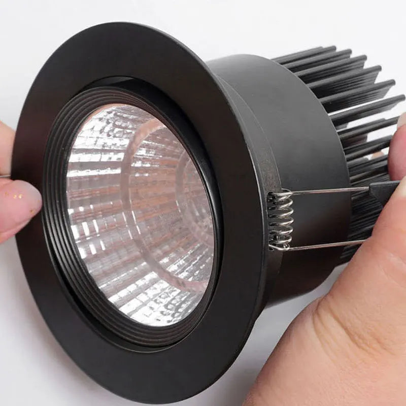 Guzhen Shop's Modern New IP44 - rated COB LED Spotlights. Available in 5W, 7W, 12W, with 65mm cut - out, black finish, warm light, and dimming function.