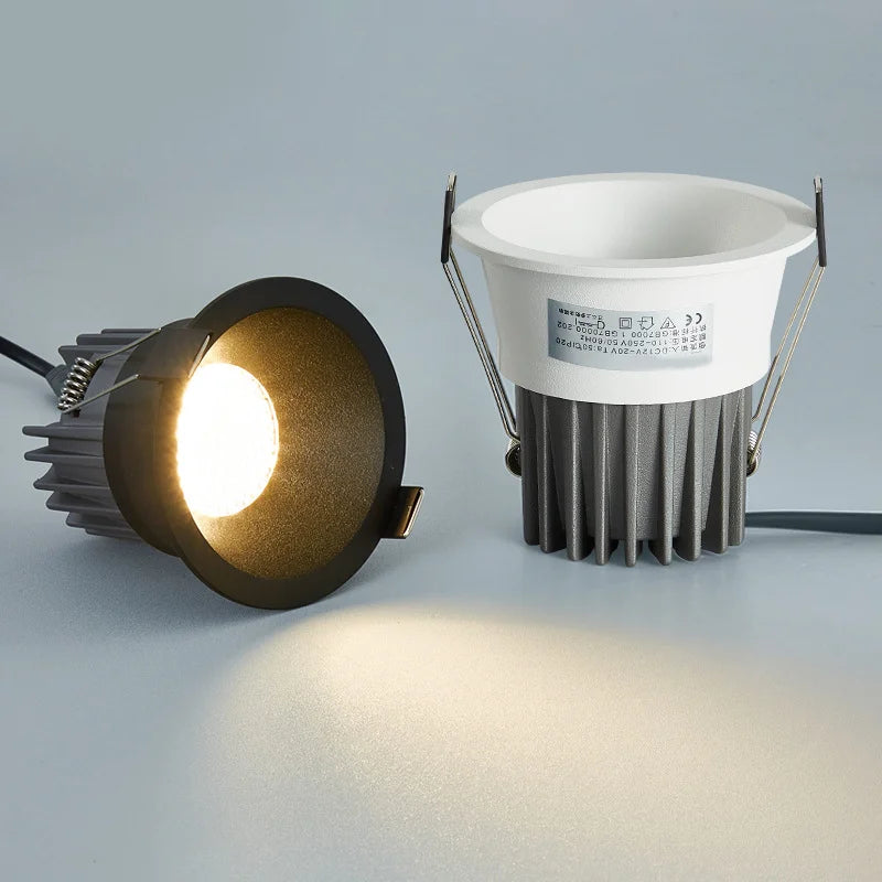Recessed Black Aluminium Mesh COB Spotlight with Anti - glare Feature