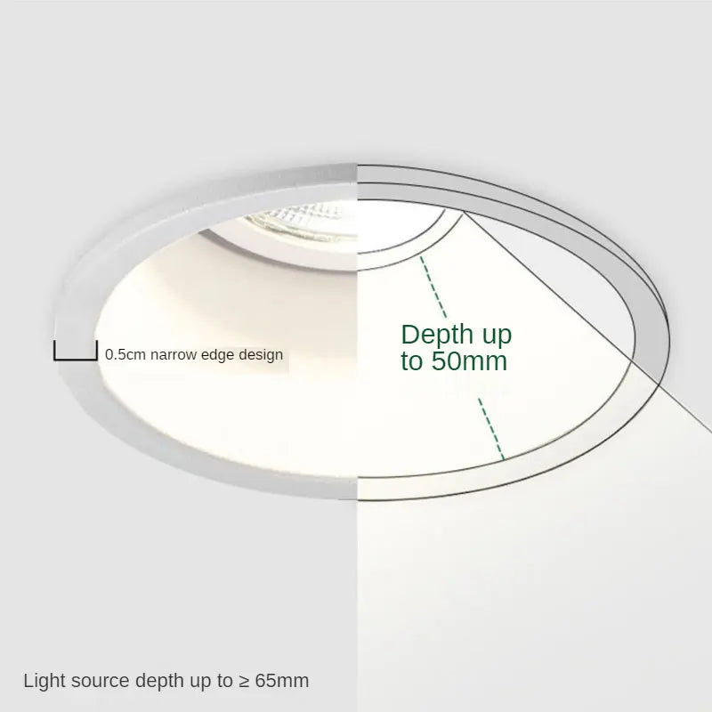 Black Aluminium Recessed Spotlight with Narrow Edge and COB Technology