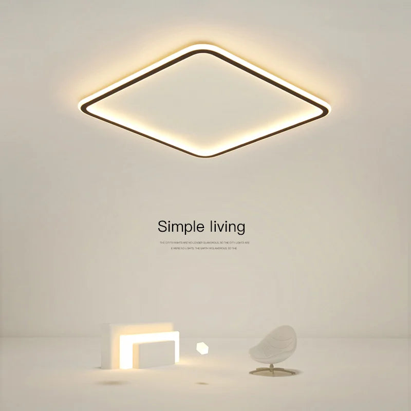 Super - Slim Household LED Ceiling Light. Available in 23CM, 30CM, 50CM, 80CM sizes. Suitable for bedrooms, living rooms, and study rooms. Features black, white, and gold finishes for home decor.