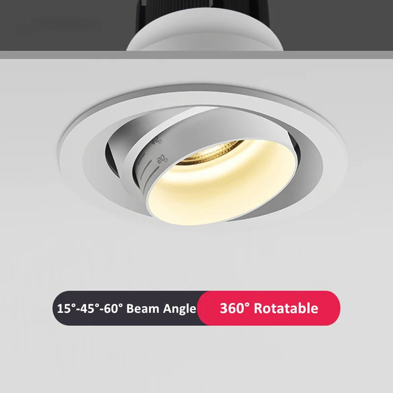eam - Angle - Adjustable Recessed LED Ceiling Spotlights. Dimmable, with 3000K CCT settings.
