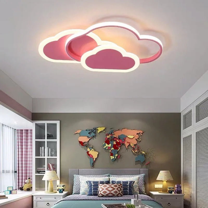 LED Ceiling Lamps for Children's Rooms. Ideal for girls' bedrooms and studies, featuring cloud - shaped, heart - shaped (pink) and star - chandelier designs.