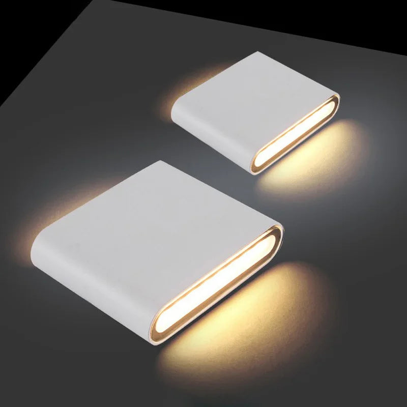 AC86 - 265V Waterproof 6W/12W LED Wall Lamp. Made of aluminum, suitable for outdoor gardens, as well as indoor use in bedrooms, living rooms, and on stairs.