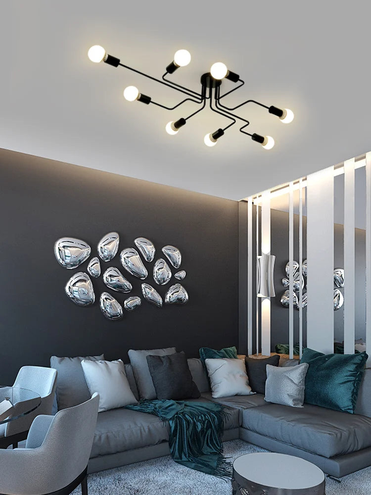 Vintage - style Multiple - Rod Wrought - Iron Pendant Lights. E27 - bulb compatible ceiling lamps for home lighting fixtures.