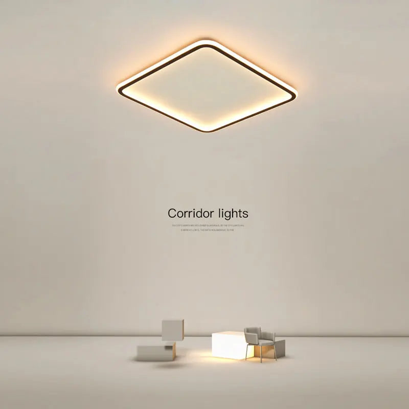 Super - Slim Household LED Ceiling Light. Available in 23CM, 30CM, 50CM, 80CM sizes. Suitable for bedrooms, living rooms, and study rooms. Features black, white, and gold finishes for home decor.