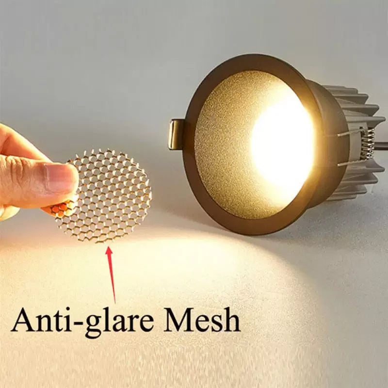 Recessed Black Aluminium Mesh COB Spotlight with Anti - glare Feature