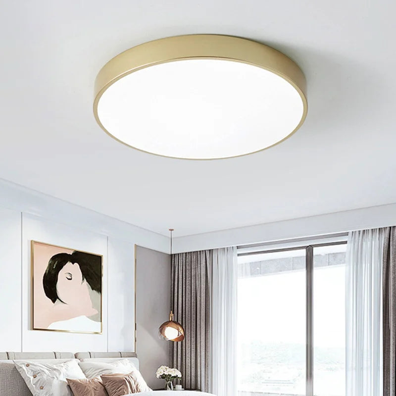 Nordic - style LED Ceiling Light. With a wooden - inspired macaroon - circular design, it's a modern and simple addition for home decor. Perfect for bedrooms, balconies, and study areas.