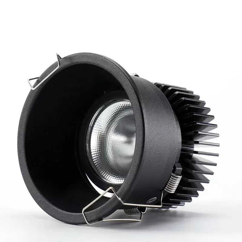 Black Aluminium Recessed Spotlight with Narrow Edge and COB Technology