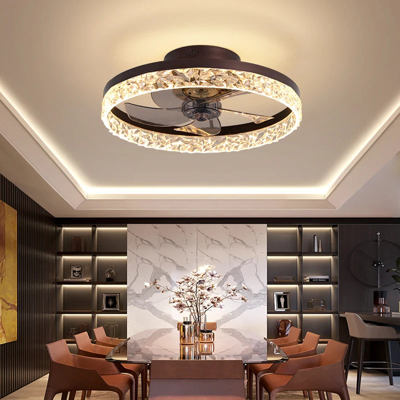 Modern, High - Quality European - Style Round Ceiling Fan with Integrated Lighting