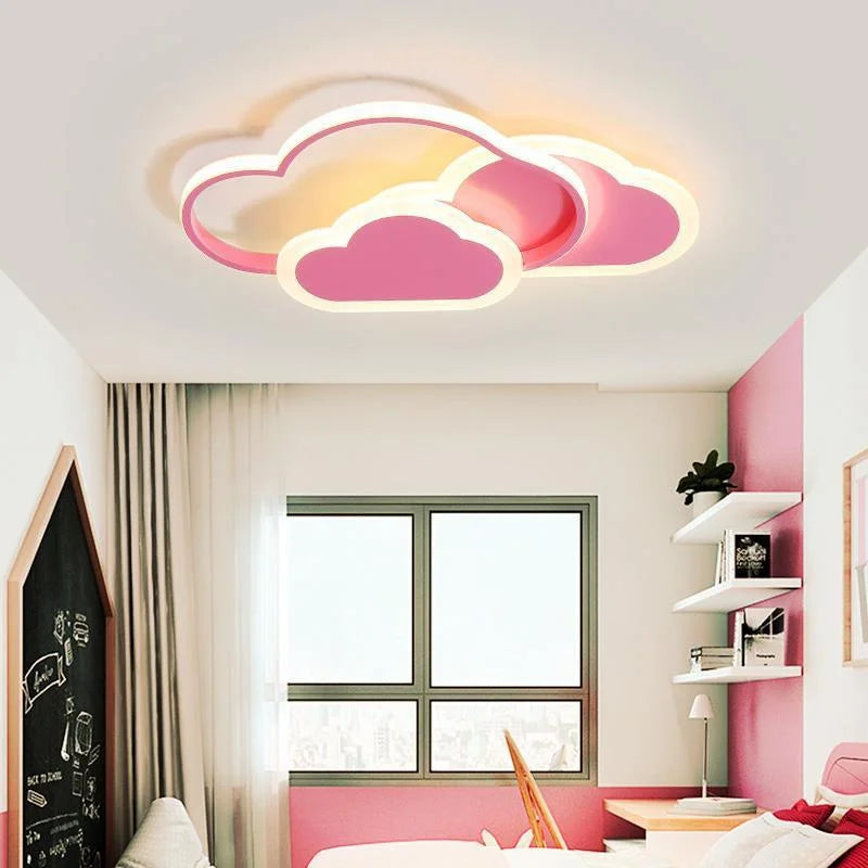 LED Ceiling Lamps for Children's Rooms. Ideal for girls' bedrooms and studies, featuring cloud - shaped, heart - shaped (pink) and star - chandelier designs.