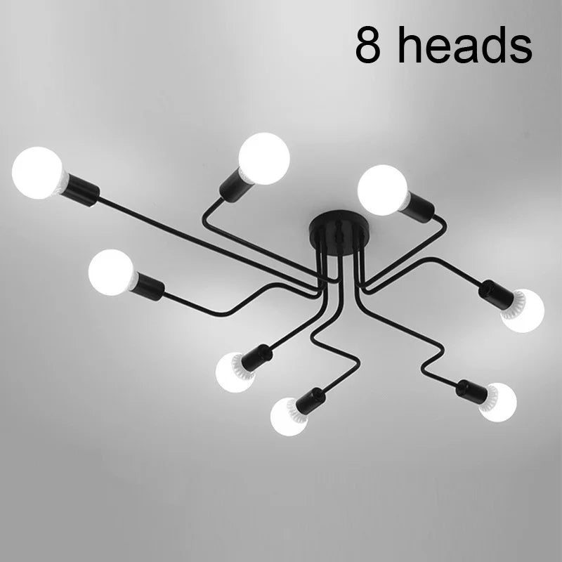 Vintage - style Multiple - Rod Wrought - Iron Pendant Lights. E27 - bulb compatible ceiling lamps for home lighting fixtures.