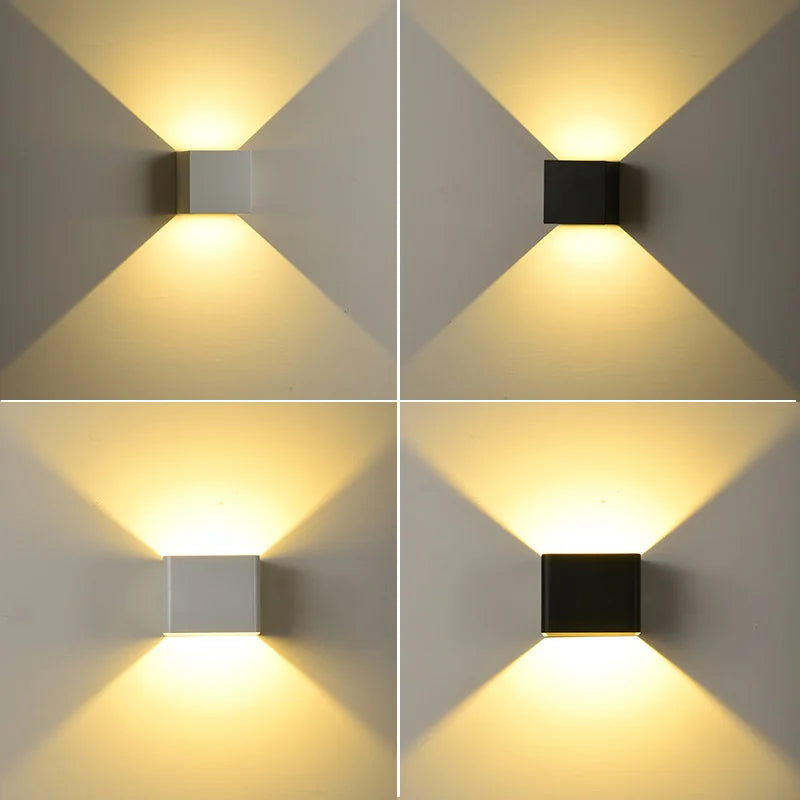 AC110V/220V IP65 - Rated LED Wall Lamp. Made of aluminium, suitable for outdoor use on balconies, porches, in gardens, yards, and aisles, also for indoor bedside decor lighting.