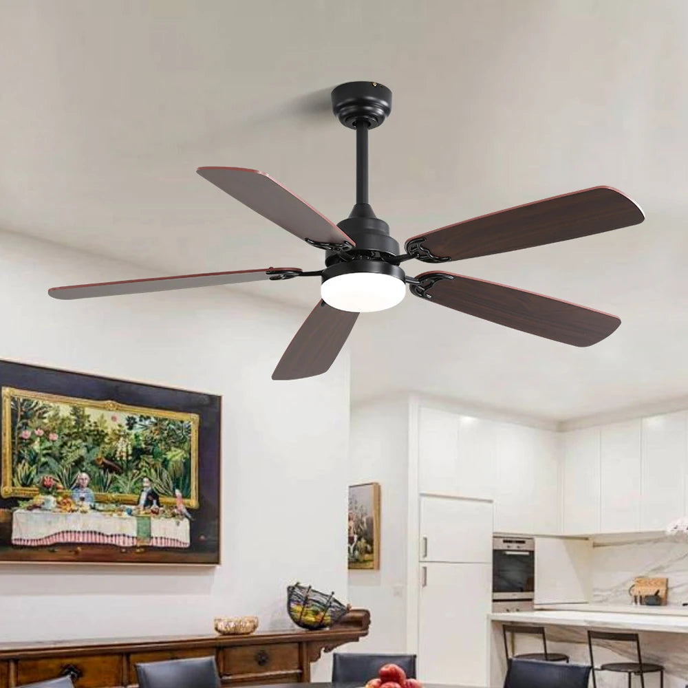 2025 Modern Smart Ceiling Fan: 52 - Inch Large Industrial - Style Ventilation Fan with Fancy Lights