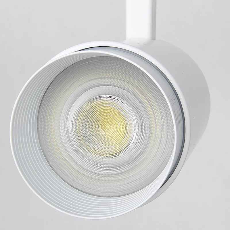 Clothing Shop - Oriented Dimmable COB LED Track Lights. 3 - color options, zoomable, with 10W, 12W, 20W, 30W choices and focus - adjustable rail.