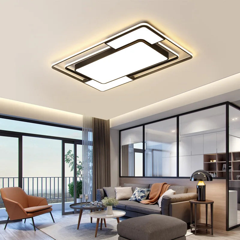 Modern square acrylic LED ceiling lights, designed as a chandelier - style decoration for your living room. They are perfect for adding a contemporary touch to your home, combining functionality with stylish design.