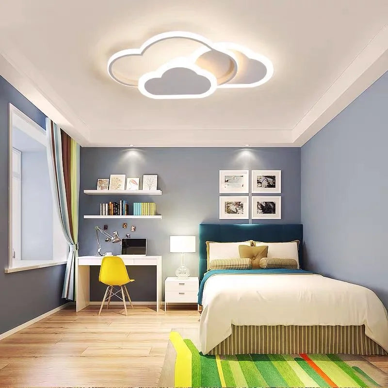 LED Ceiling Lamps for Children's Rooms. Ideal for girls' bedrooms and studies, featuring cloud - shaped, heart - shaped (pink) and star - chandelier designs.