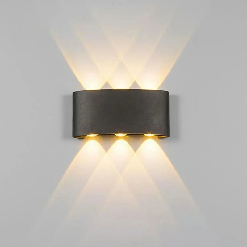IP65 Waterproof Aluminum LED Wall Lamp. Available in 8W and 12W, suitable for outdoor garden use as well as interior lighting in bedrooms, living rooms, and on stairs.