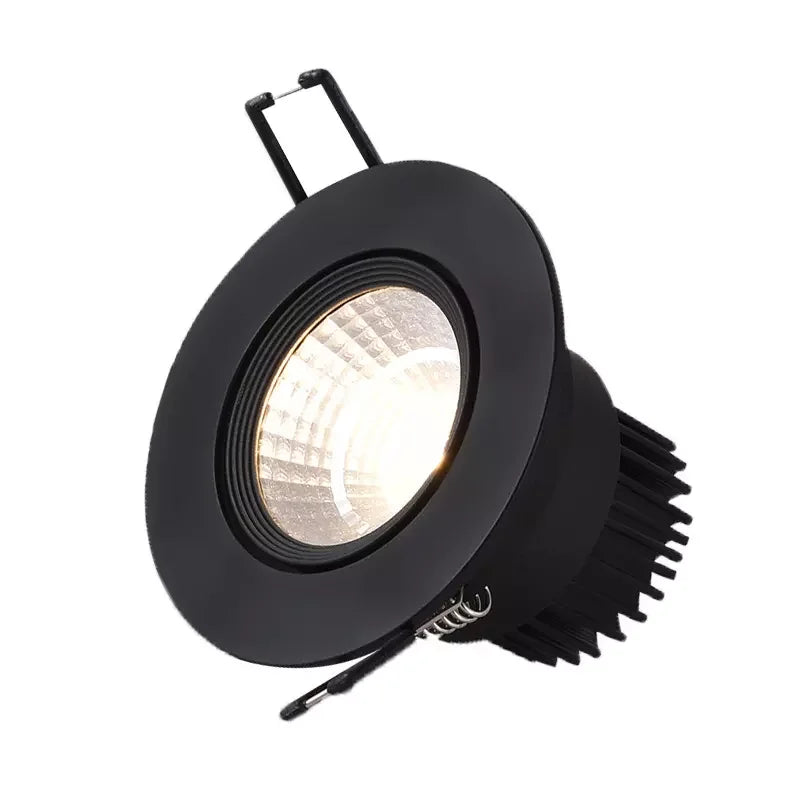 Guzhen Shop's Modern New IP44 - rated COB LED Spotlights. Available in 5W, 7W, 12W, with 65mm cut - out, black finish, warm light, and dimming function.