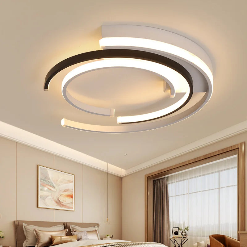 odern Ceiling Chandelier for Living Rooms and Bedrooms. Features a round aluminum design with LED lighting, perfect as a lustrous ceiling lamp.