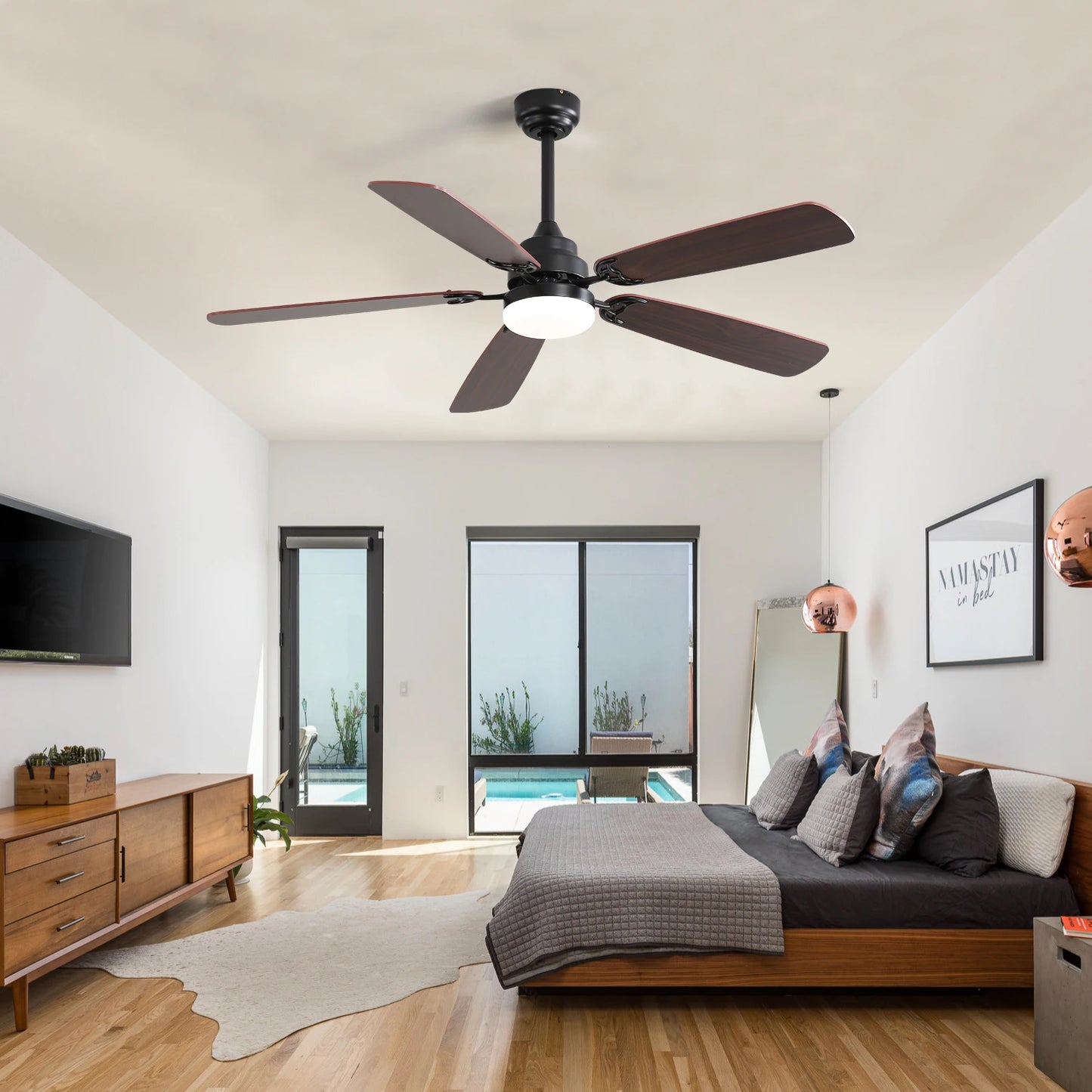2025 Modern Smart Ceiling Fan: 52 - Inch Large Industrial - Style Ventilation Fan with Fancy Lights