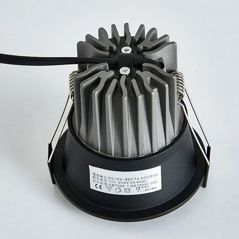 Recessed Black Aluminium Mesh COB Spotlight with Anti - glare Feature