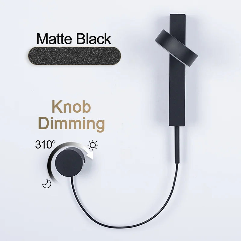 Modern Rotatable LED Wall Sconce in Black and Gold. Ideal for living rooms, bedrooms, bedside areas, aisles, and studies. Perfect for home indoor decoration.
