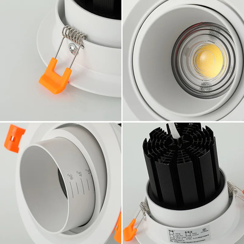 eam - Angle - Adjustable Recessed LED Ceiling Spotlights. Dimmable, with 3000K CCT settings.