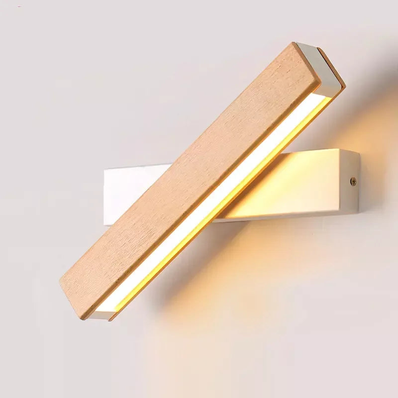 New Nordic - style Rotatable LED Wall Lamp. Crafted from solid wood, perfect for bedside, study, and reading. Adjustable lighting for home decor.