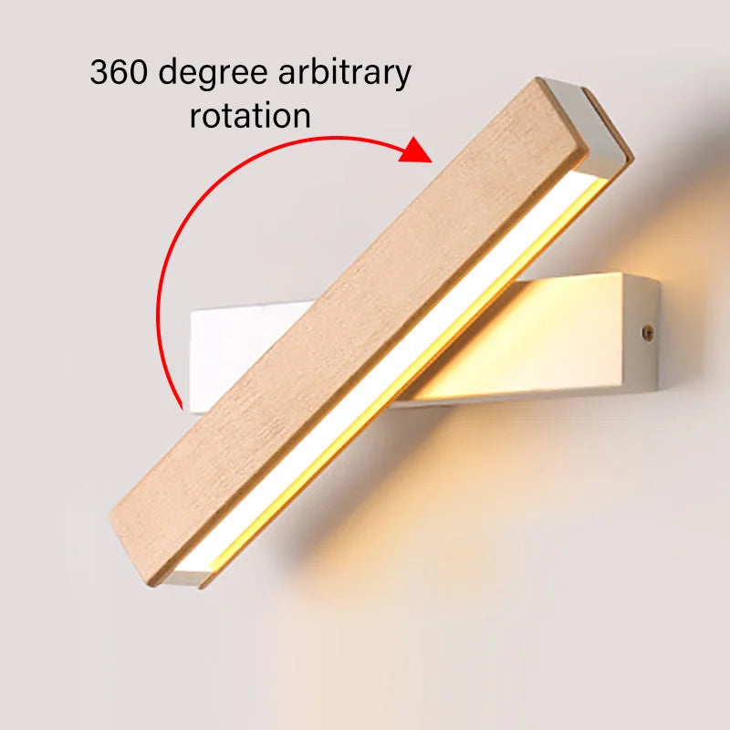 New Nordic - style Rotatable LED Wall Lamp. Crafted from solid wood, perfect for bedside, study, and reading. Adjustable lighting for home decor.