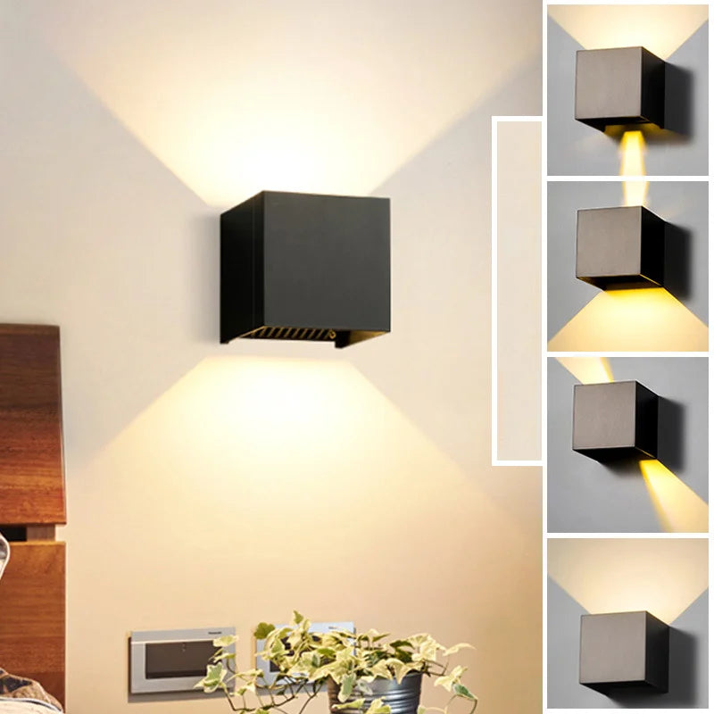 AC110V/220V IP65 - Rated LED Wall Lamp. Made of aluminium, suitable for outdoor use on balconies, porches, in gardens, yards, and aisles, also for indoor bedside decor lighting.