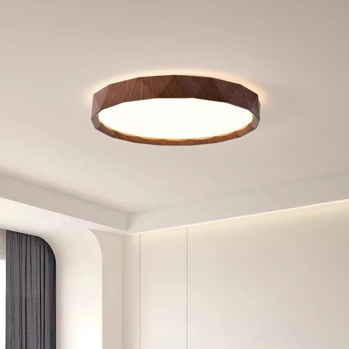 Latest Generation Full - Spectrum Super - Bright LED Ceiling Light with Eye - Protection Function. Ideal as a Study Light. Features a Retro Walnut Design, Perfect for Bedroom Ceiling Installations