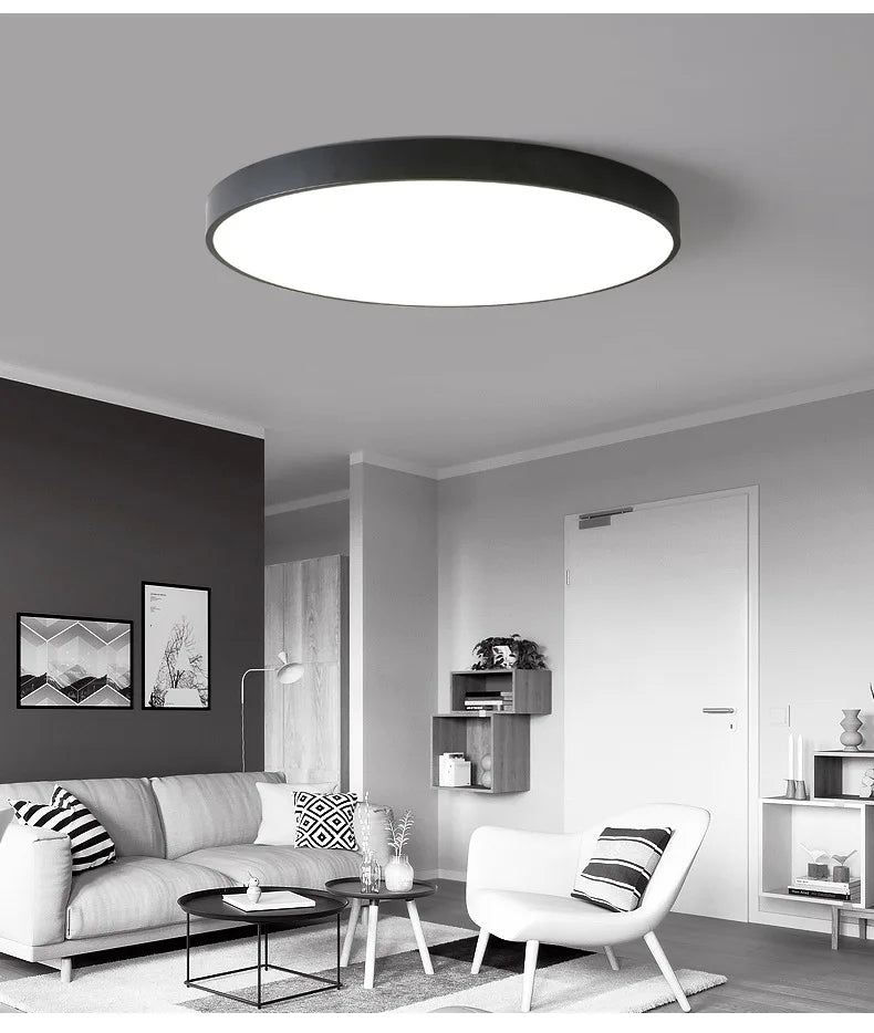 Ultra - Thin Modern Simple - Design Circular LED Ceiling Lights. Available in 18W, 30W, 48W, featuring macaron - colored finishes.